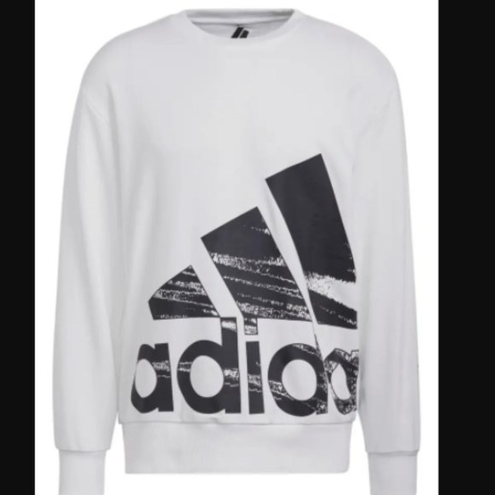 Adidas Men’s French Terry Sweatshirt in white with a black logo size XS NWOT